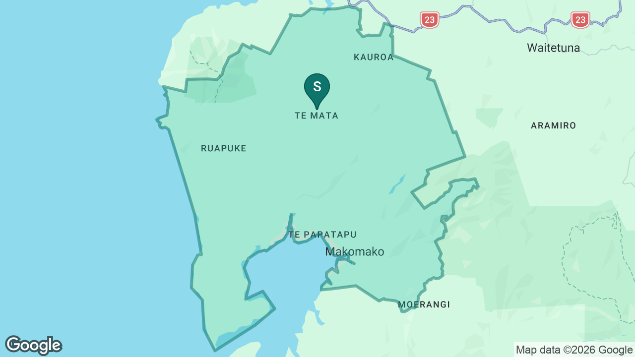 Te Mata School (Raglan) static school zone map