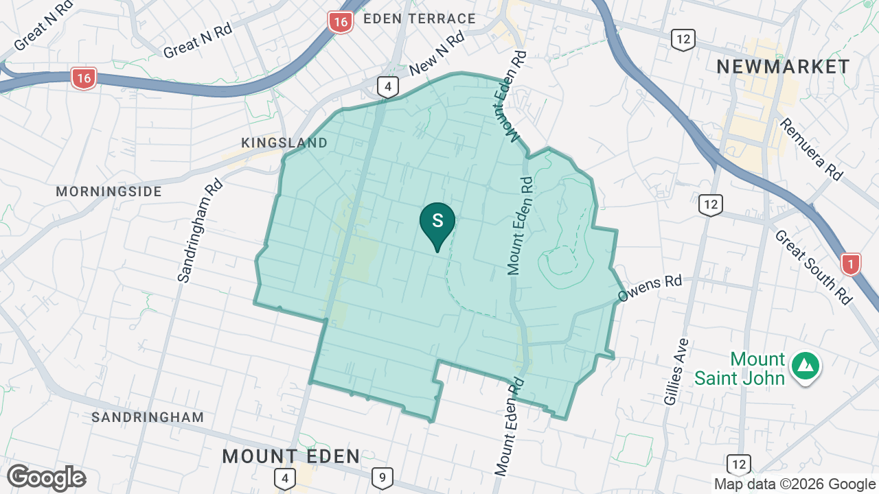 Mt Eden Normal School static school zone map
