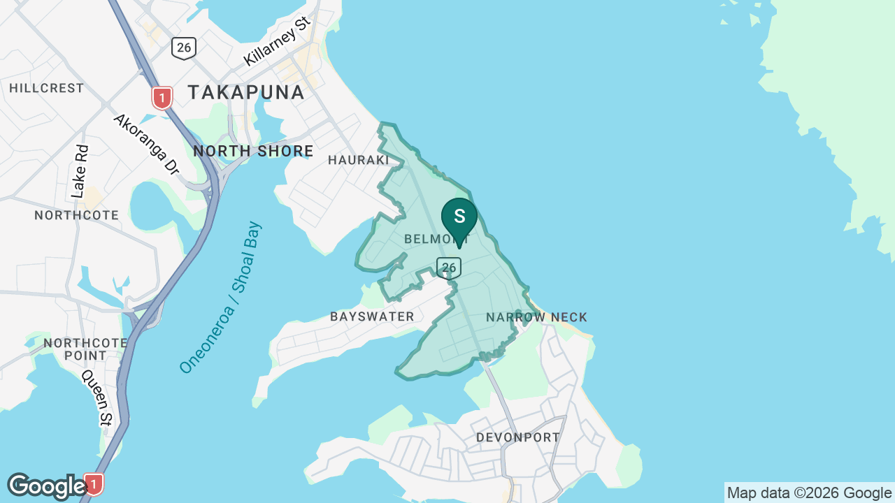 Belmont School (Auckland) static school zone map