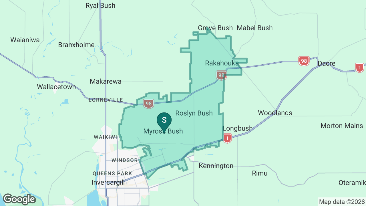 Myross Bush School static school zone map