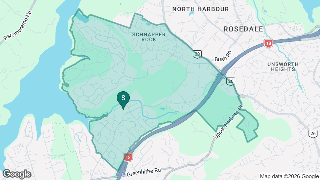 Upper Harbour Primary School static school zone map