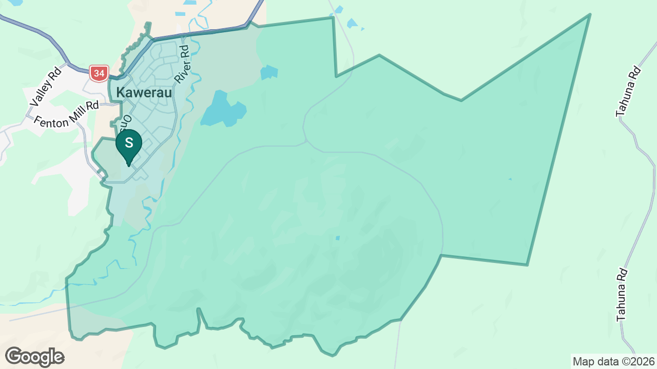 Kawerau South School static school zone map