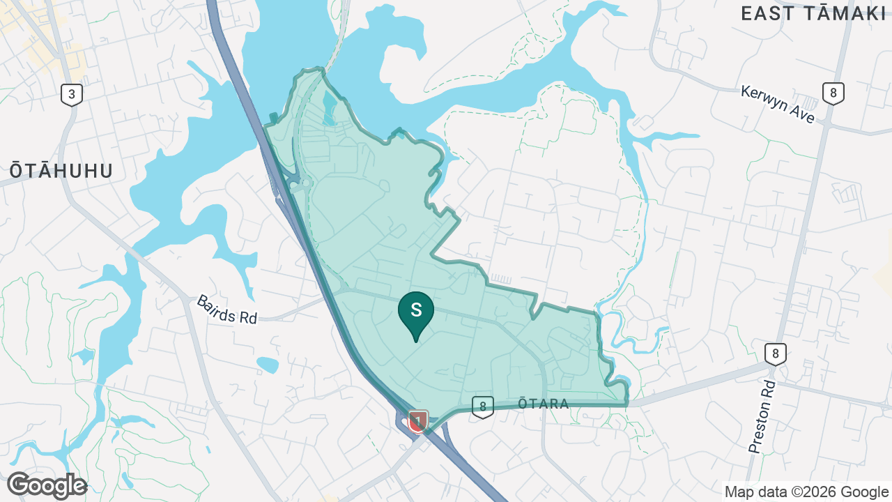 Bairds Mainfreight Primary School static school zone map