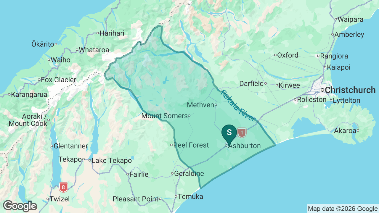 Ashburton Christian School static school zone map