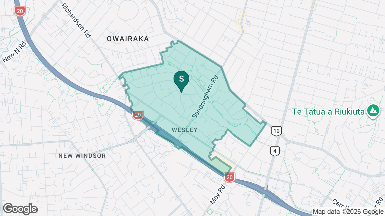 Wesley Primary School static school zone map