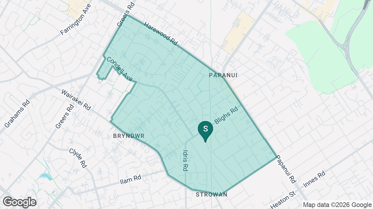 Waimairi School static school zone map