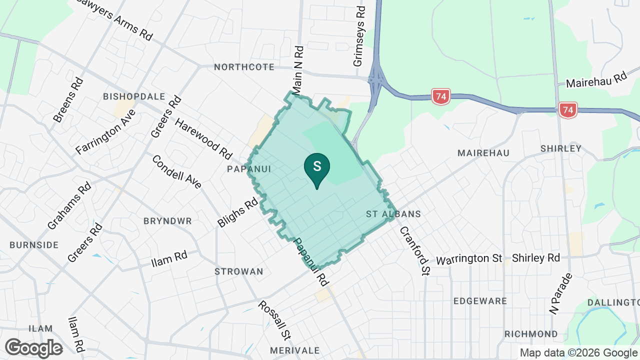 Paparoa Street School static school zone map