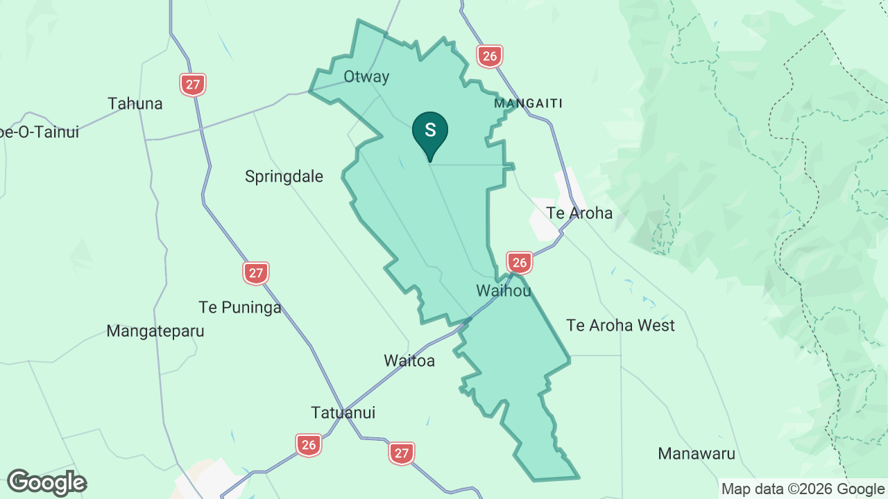 Elstow-Waihou Combined School static school zone map