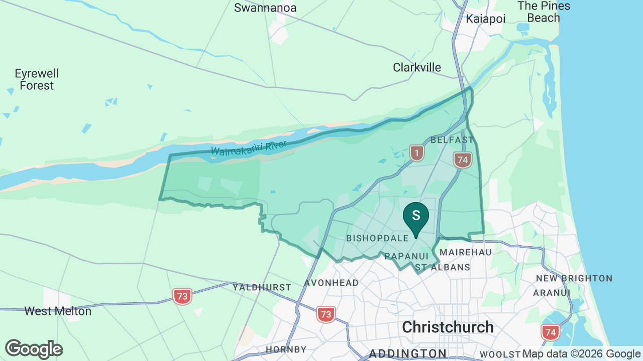 St Joseph's School (Papanui) static school zone map