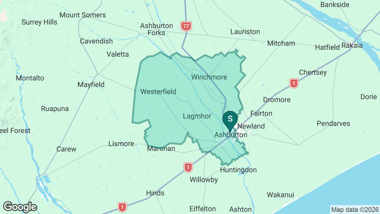 Ashburton Borough School static school zone map
