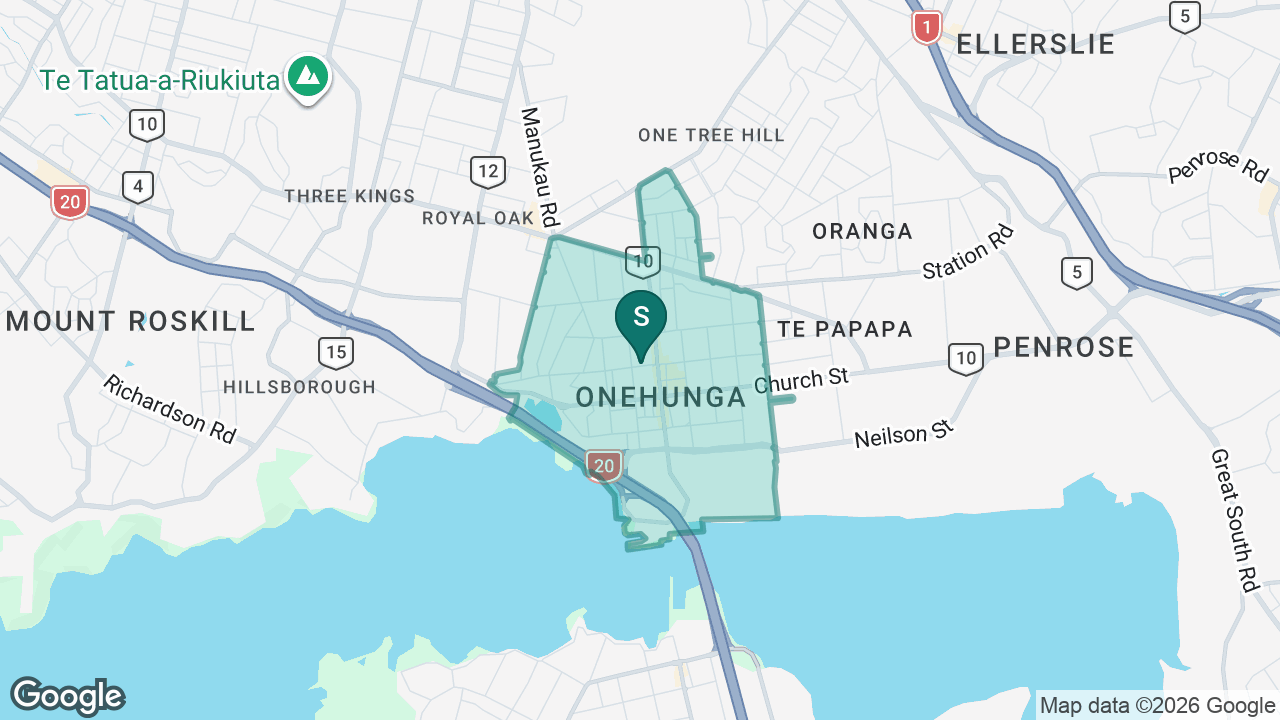 Onehunga Primary School static school zone map