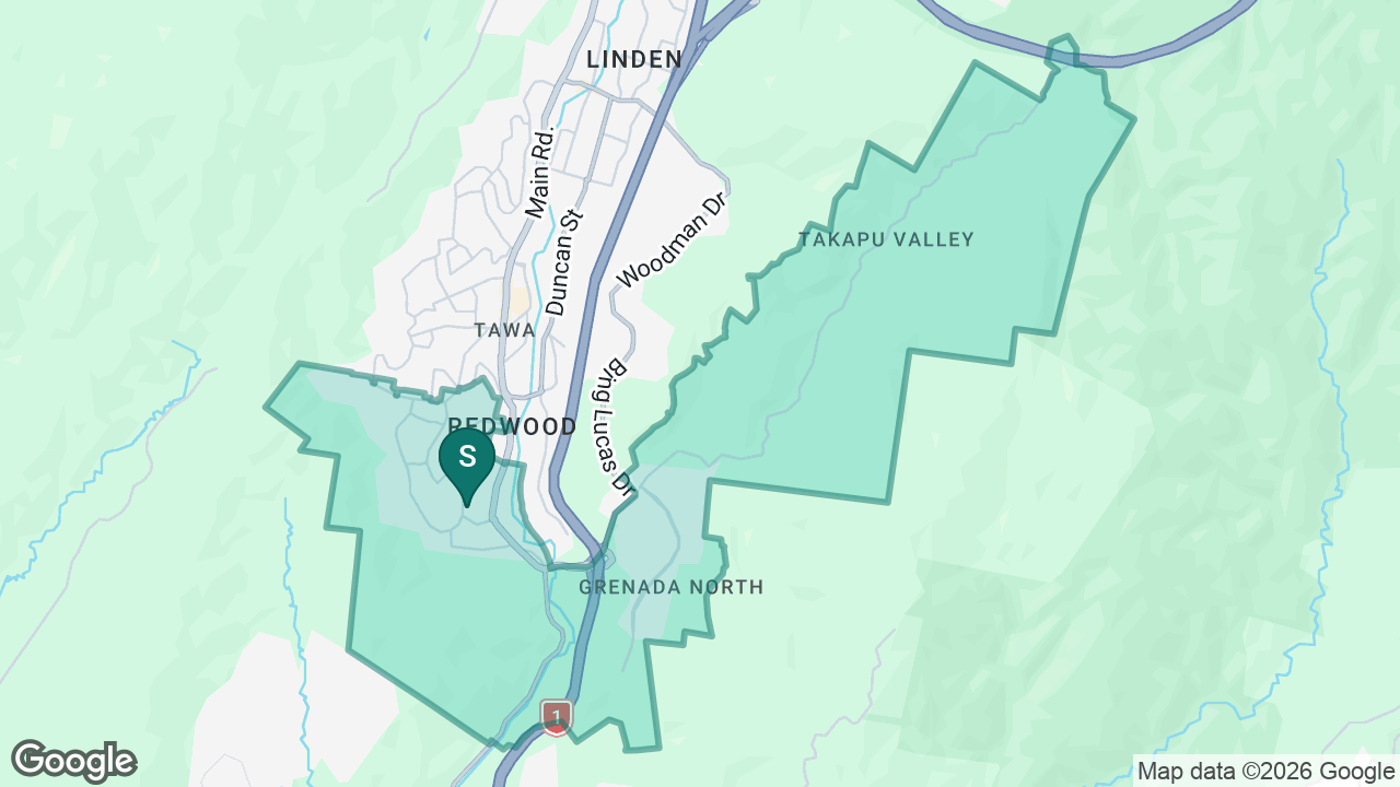 Redwood School (Tawa) static school zone map