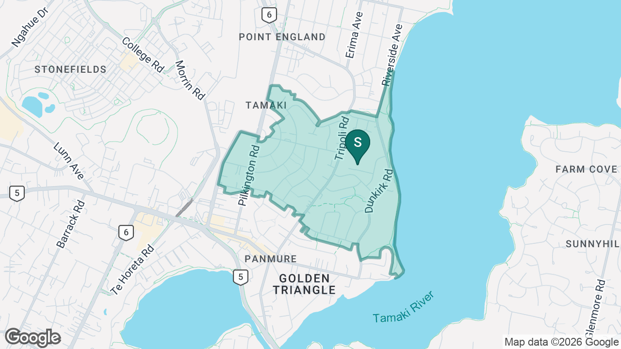 Tāmaki School static school zone map