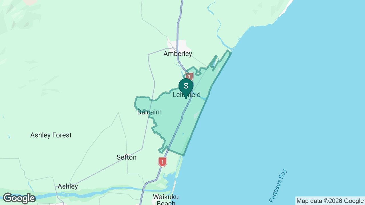 Leithfield School Te Kura o Kōwai static school zone map