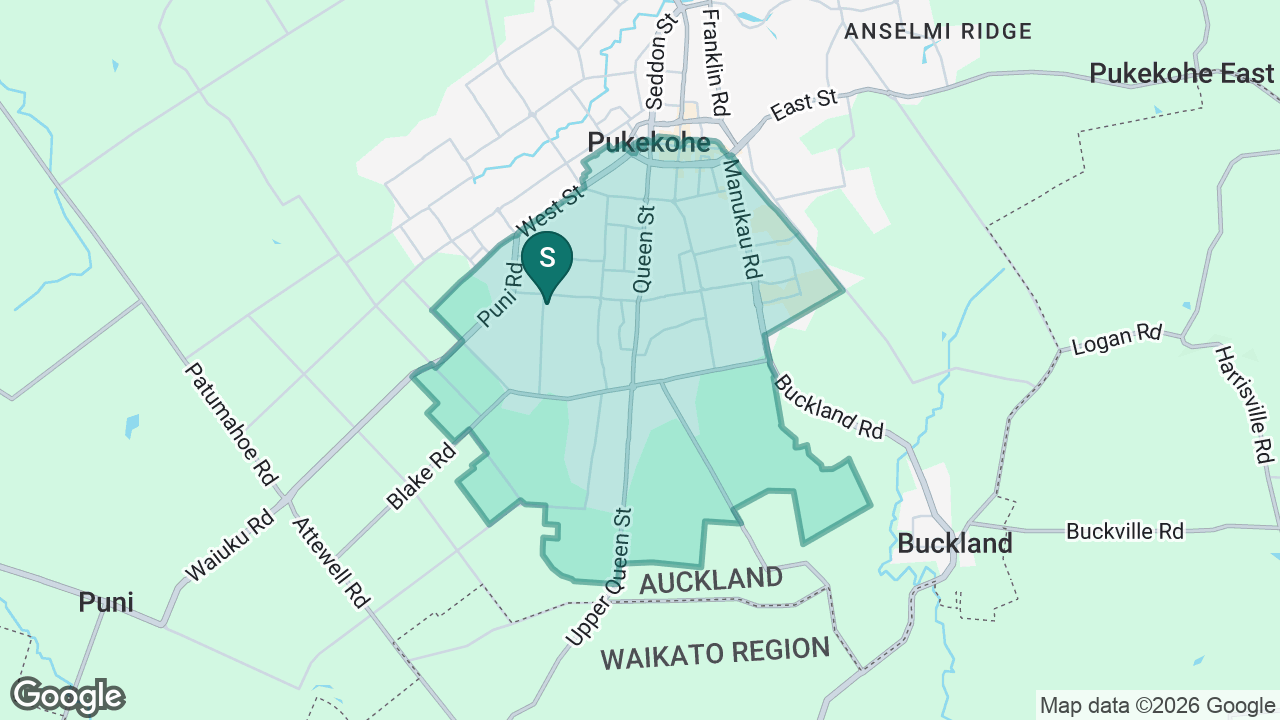 Pukekohe Hill School static school zone map