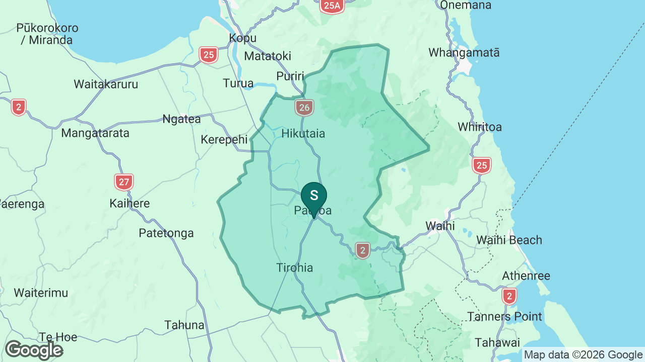 Paeroa College static school zone map