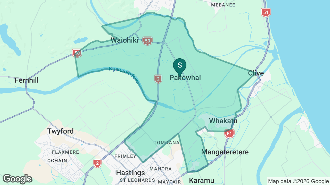 Pakowhai School static school zone map
