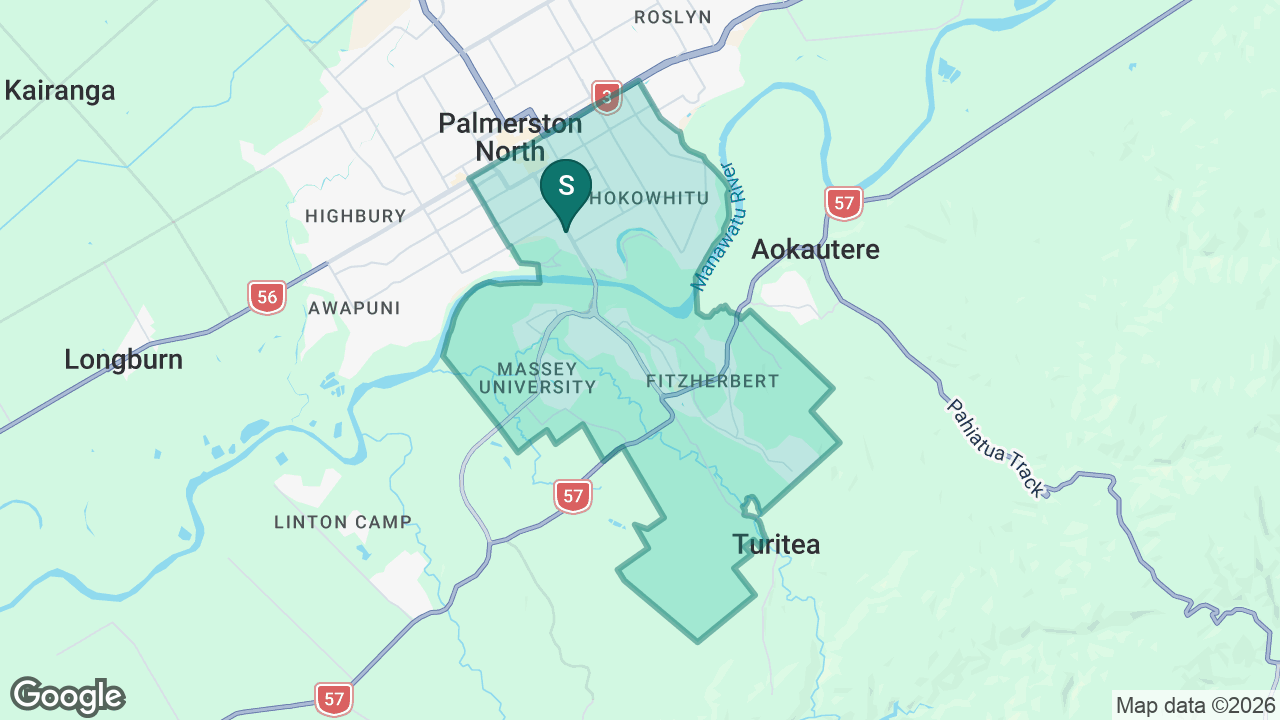 Palmerston North Girls' High School static school zone map