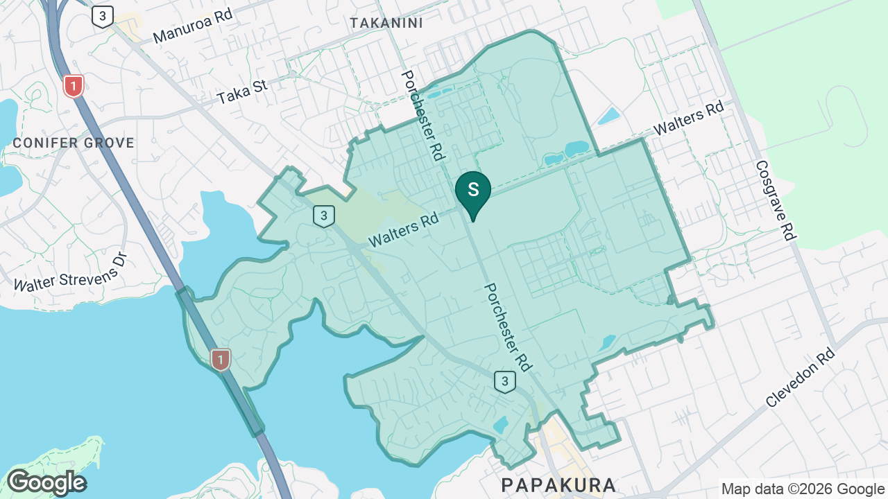 Papakura Normal School static school zone map