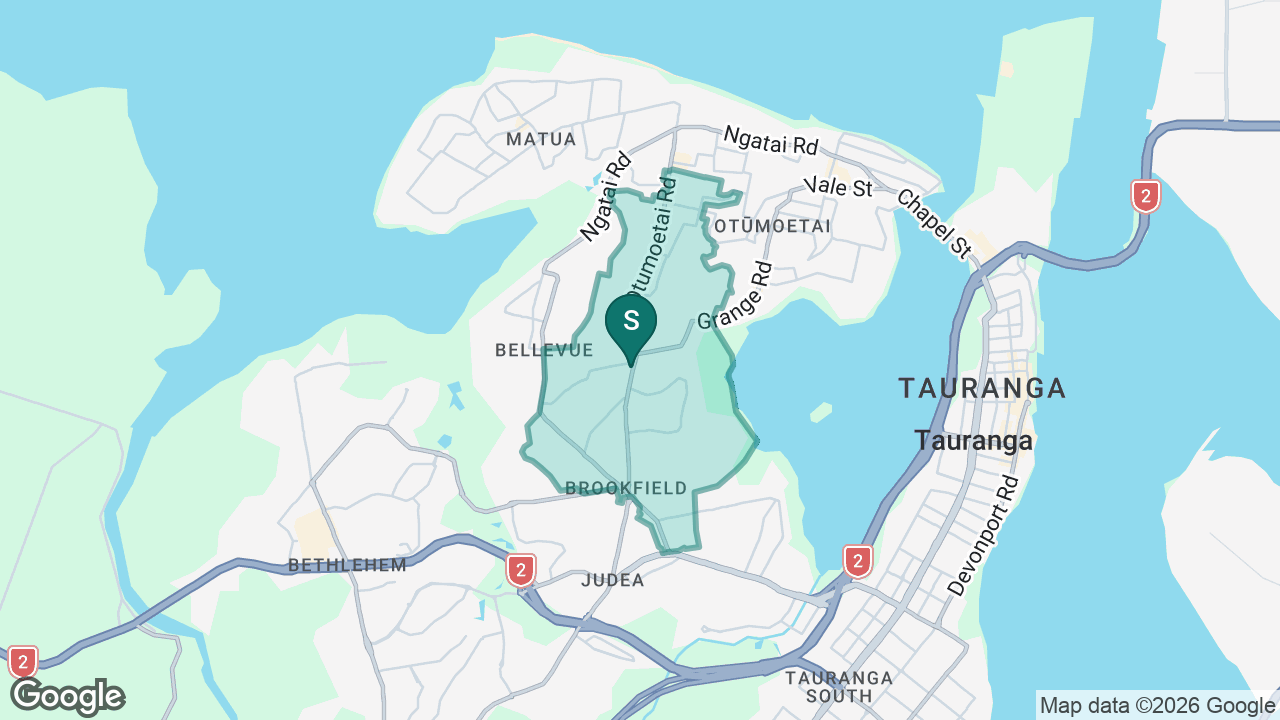 Ōtūmoetai Primary School static school zone map