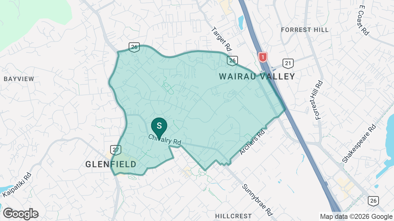 Glenfield Primary School static school zone map