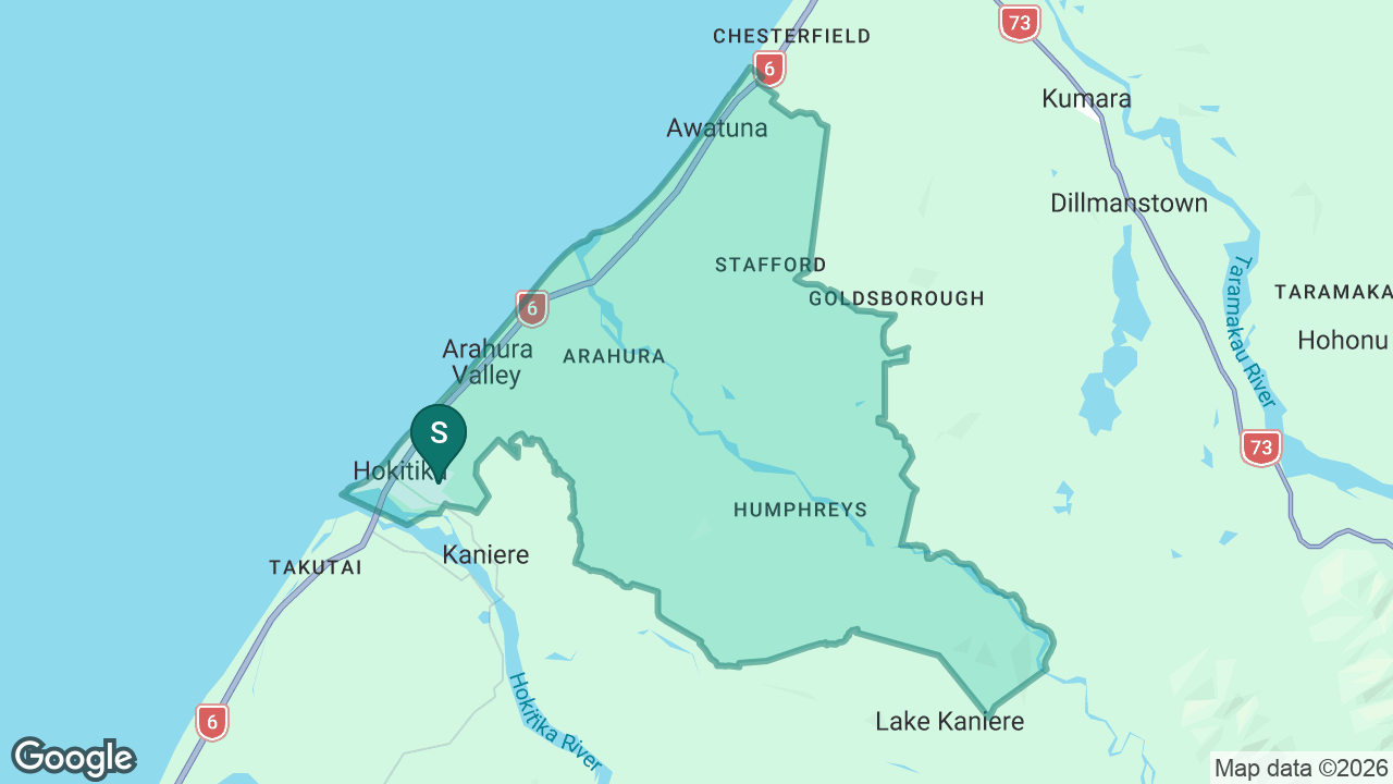 Hokitika Primary School static school zone map