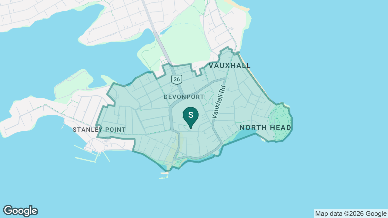 Devonport Primary School static school zone map