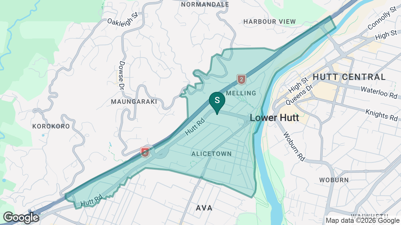Hutt Central School static school zone map