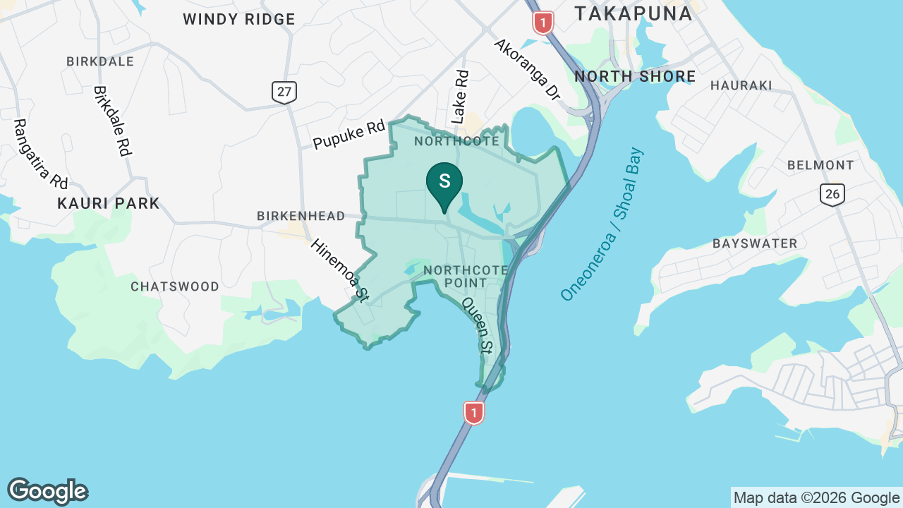 Northcote School (Auckland) static school zone map