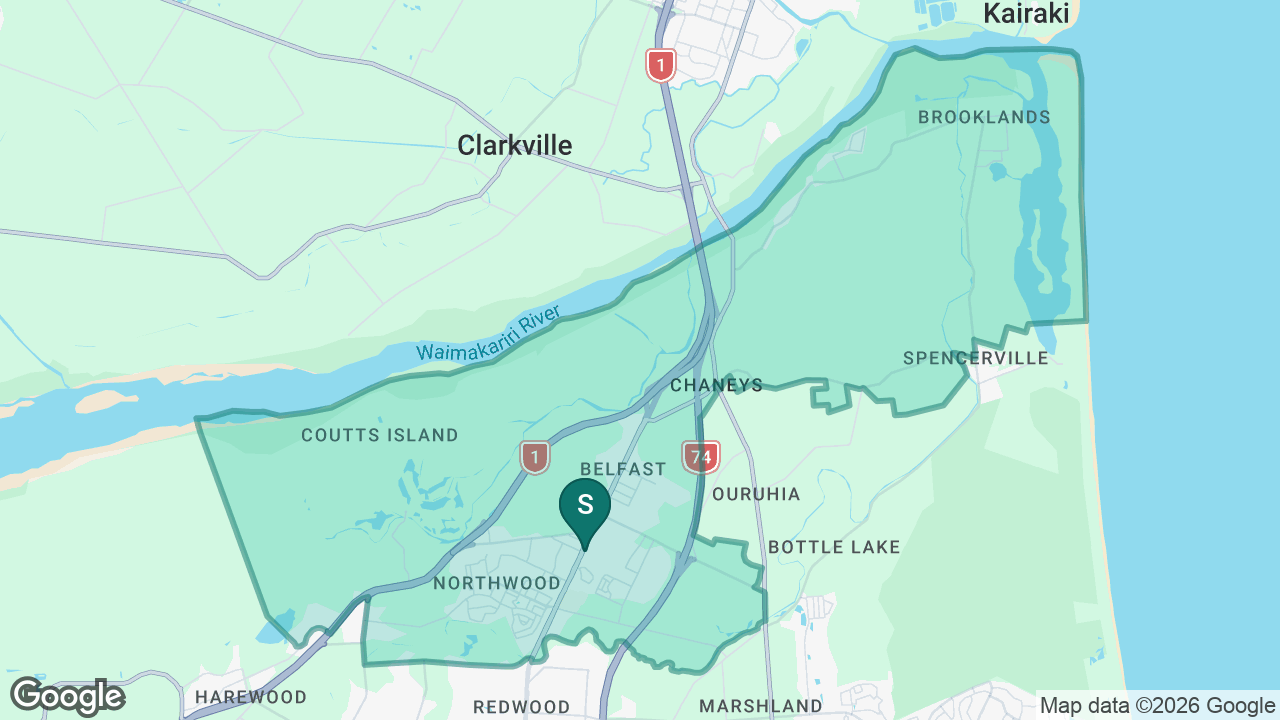 Pūtahi Belfast School static school zone map