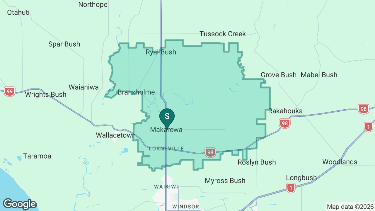 Makarewa School static school zone map
