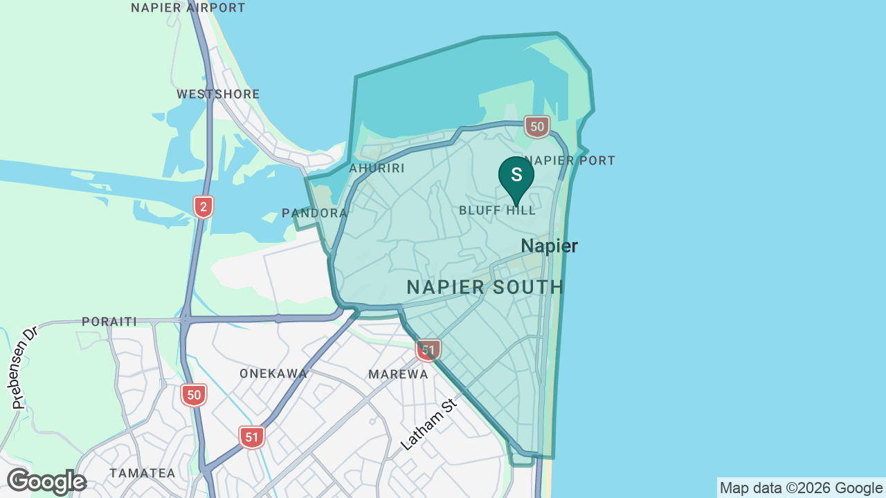 Napier Girls' High School static school zone map