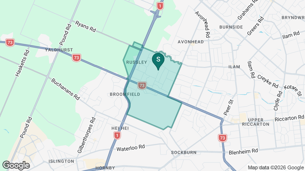 Te Parito Kōwhai Russley School static school zone map