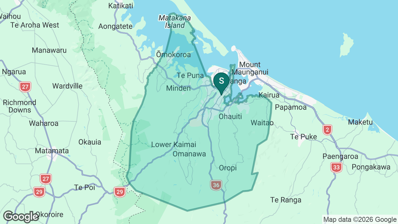 Tauranga Girls' College static school zone map
