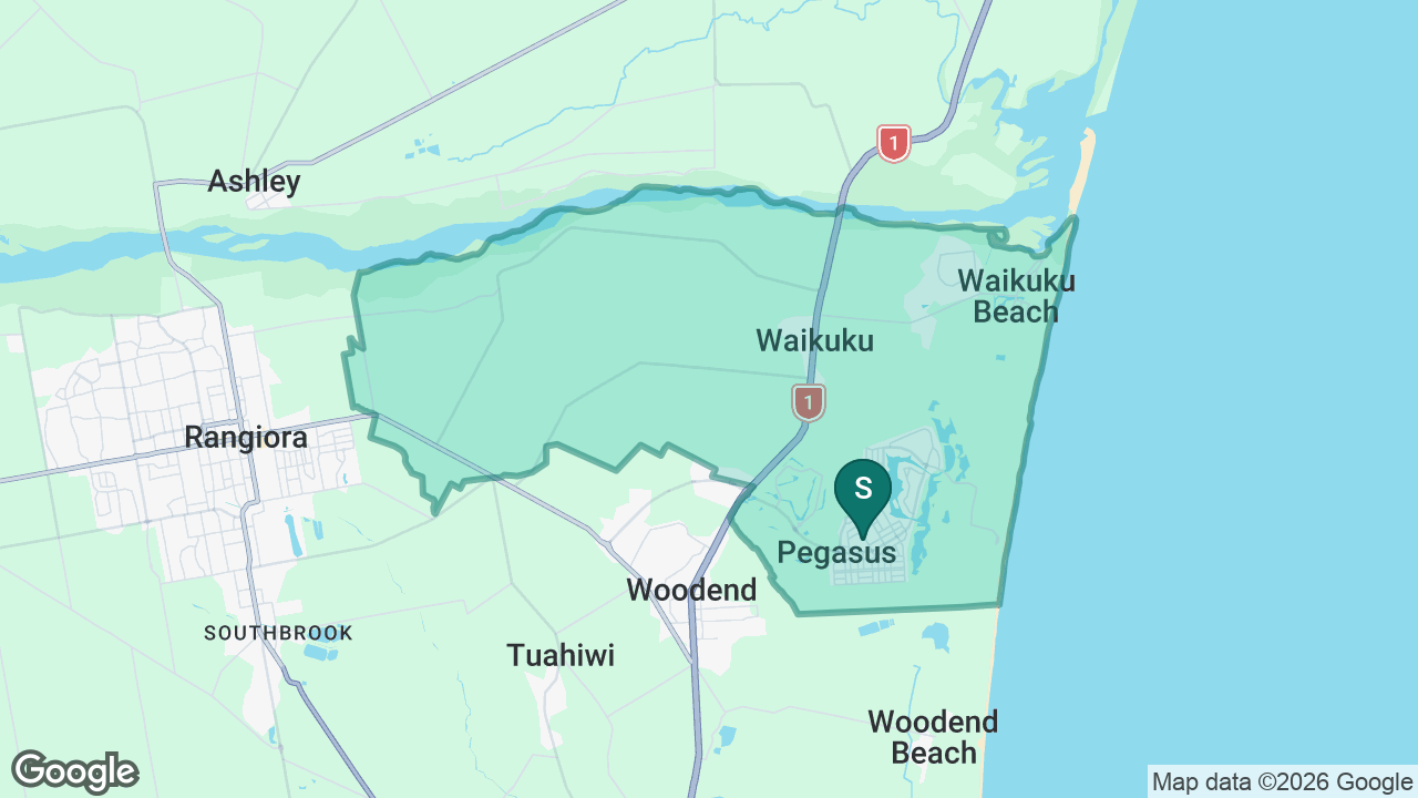 Pegasus Bay School static school zone map