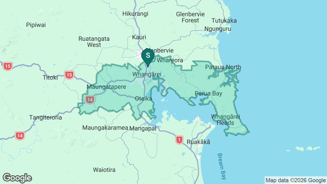 Whangārei Girls' High School static school zone map