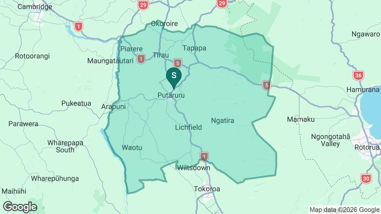 Putāruru College static school zone map