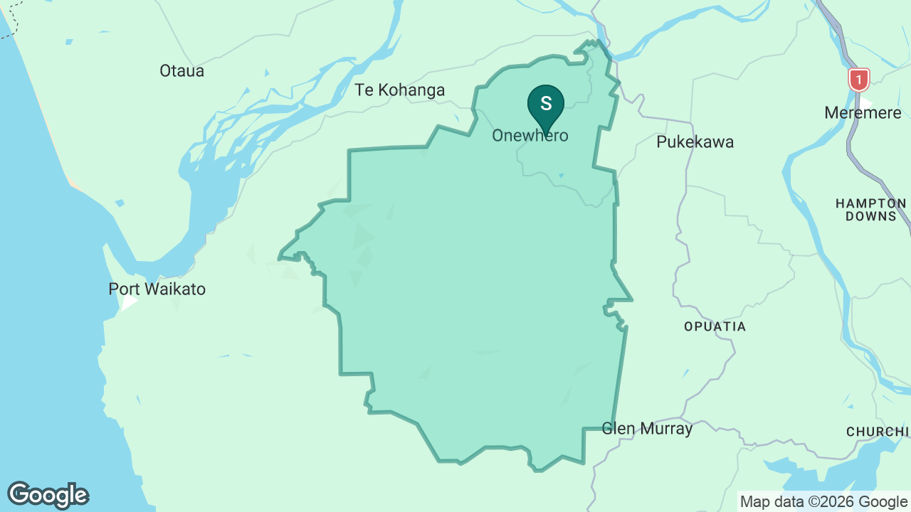 Onewhero Area School static school zone map