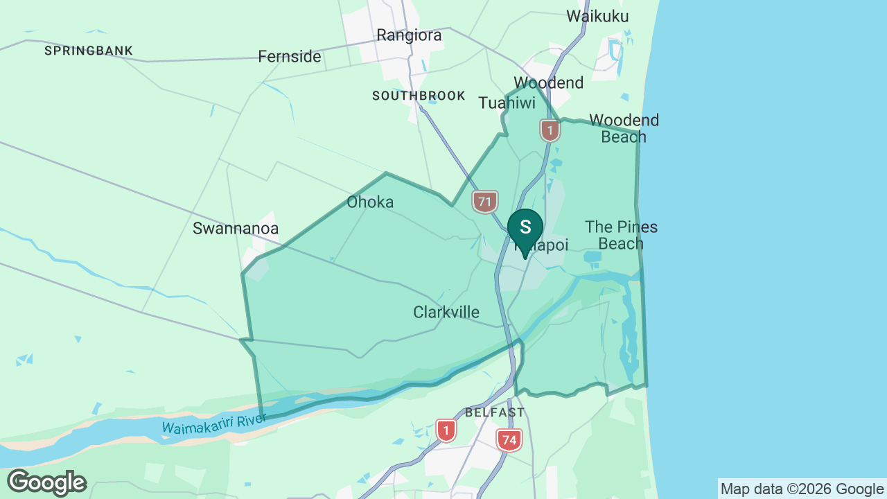 St Patrick's School (Kaiapoi) static school zone map