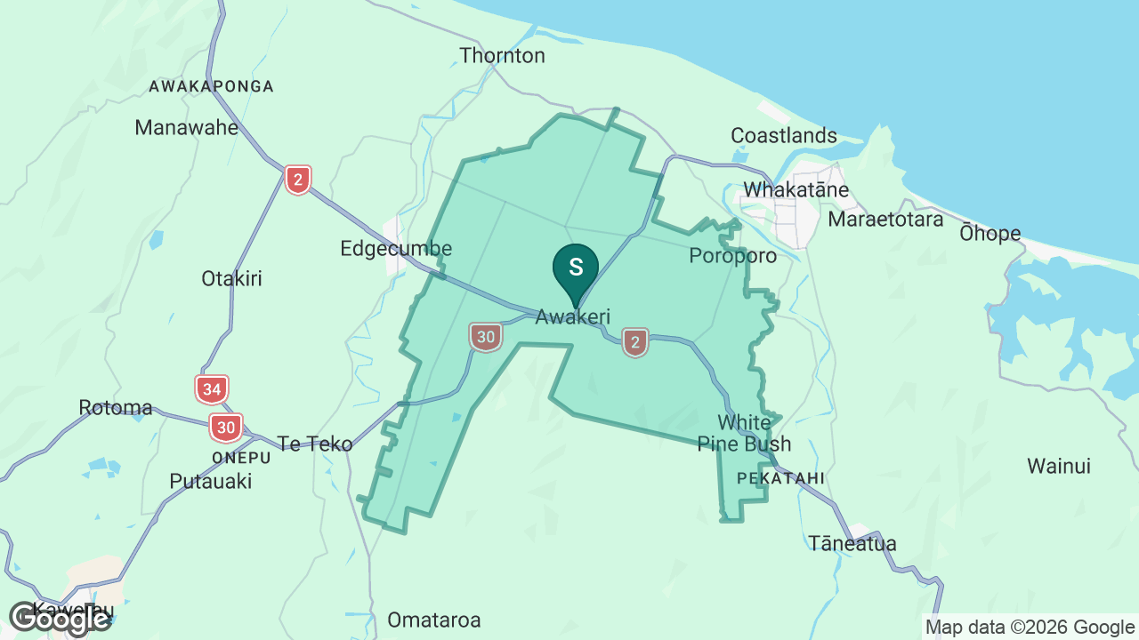 Awakeri School static school zone map
