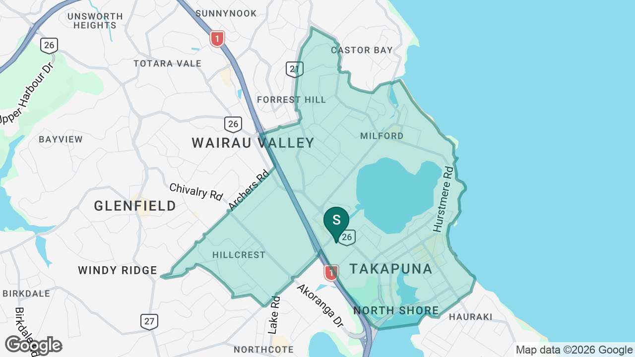 Takapuna Normal Intermediate static school zone map