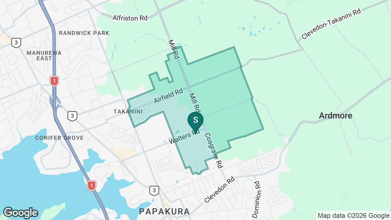Kauri Flats School static school zone map
