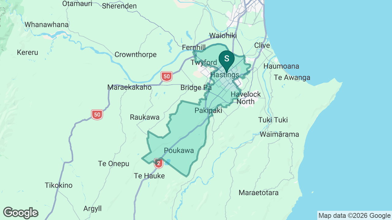 Hastings Girls' High School - Ngā Rau Huia o Ākina static school zone map
