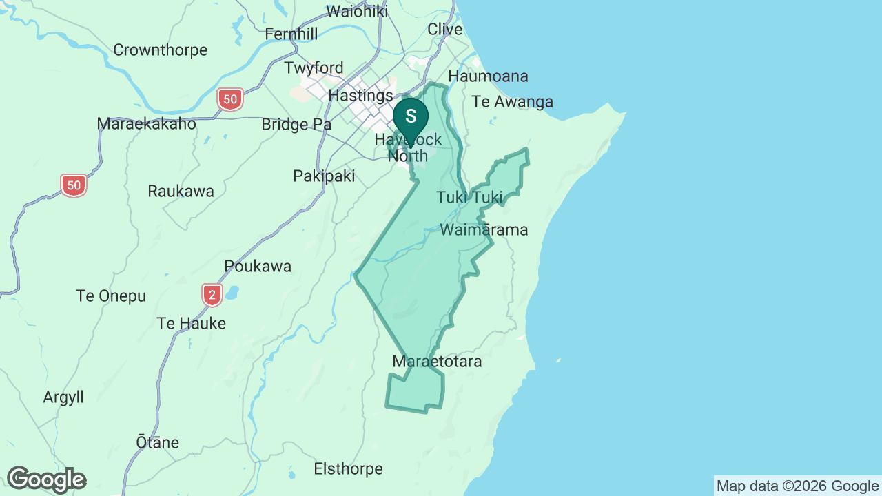 Havelock North Primary School static school zone map