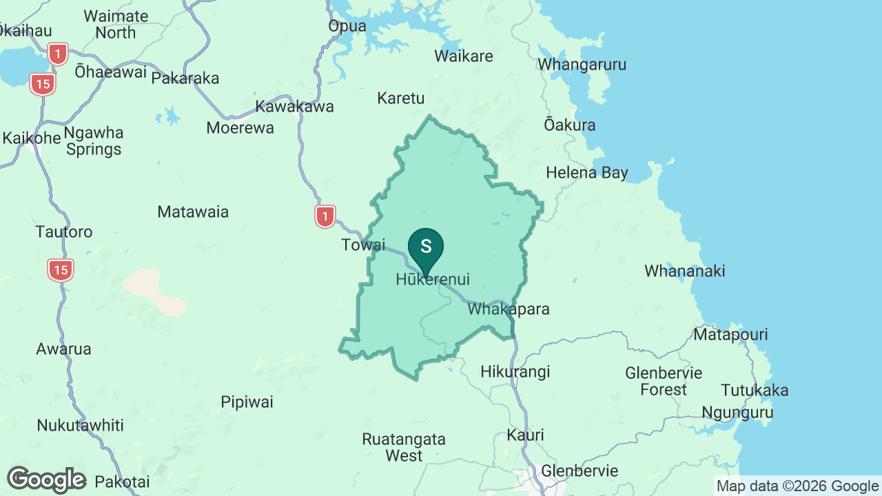 Hukerenui School Years 1-8 static school zone map