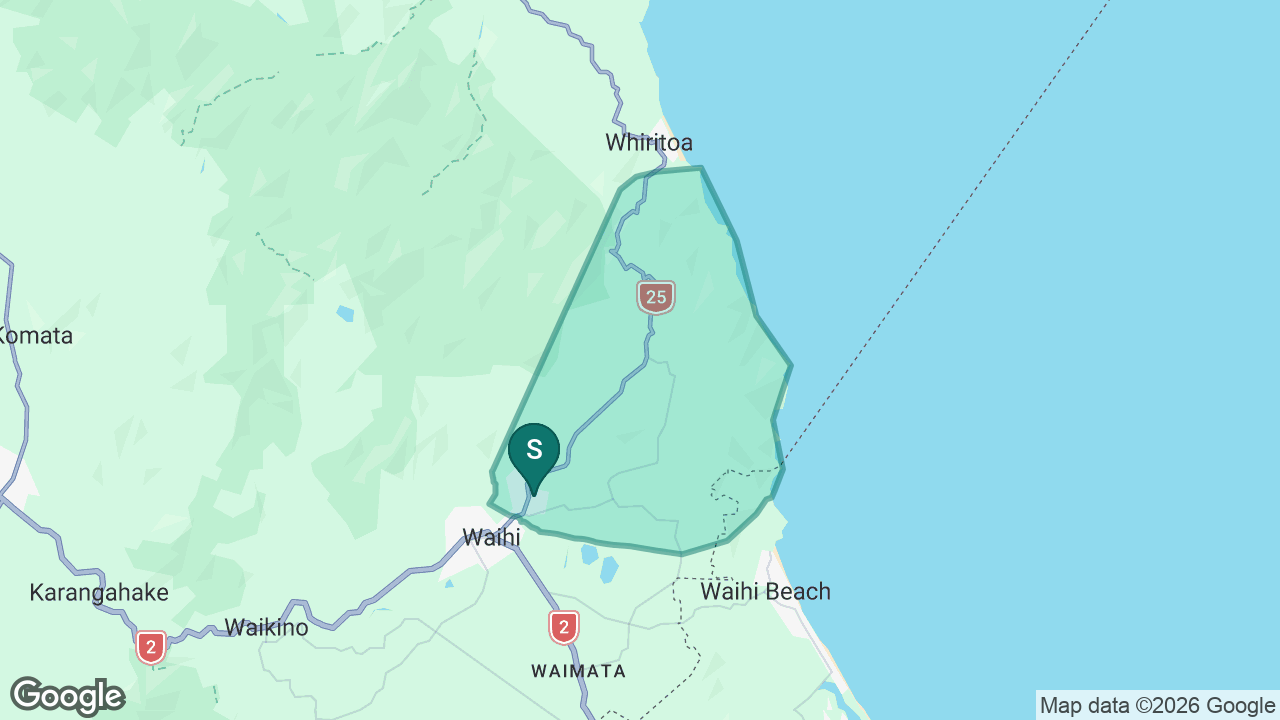 Waihi East School static school zone map