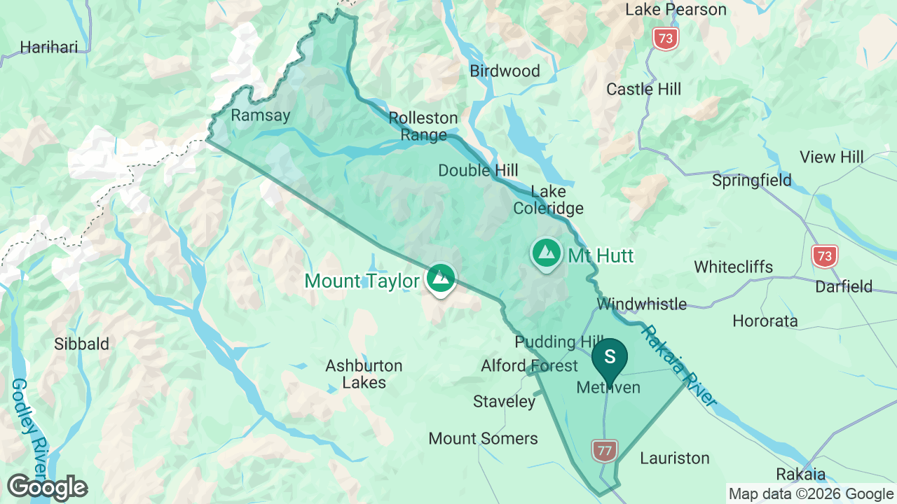 Methven Primary School static school zone map