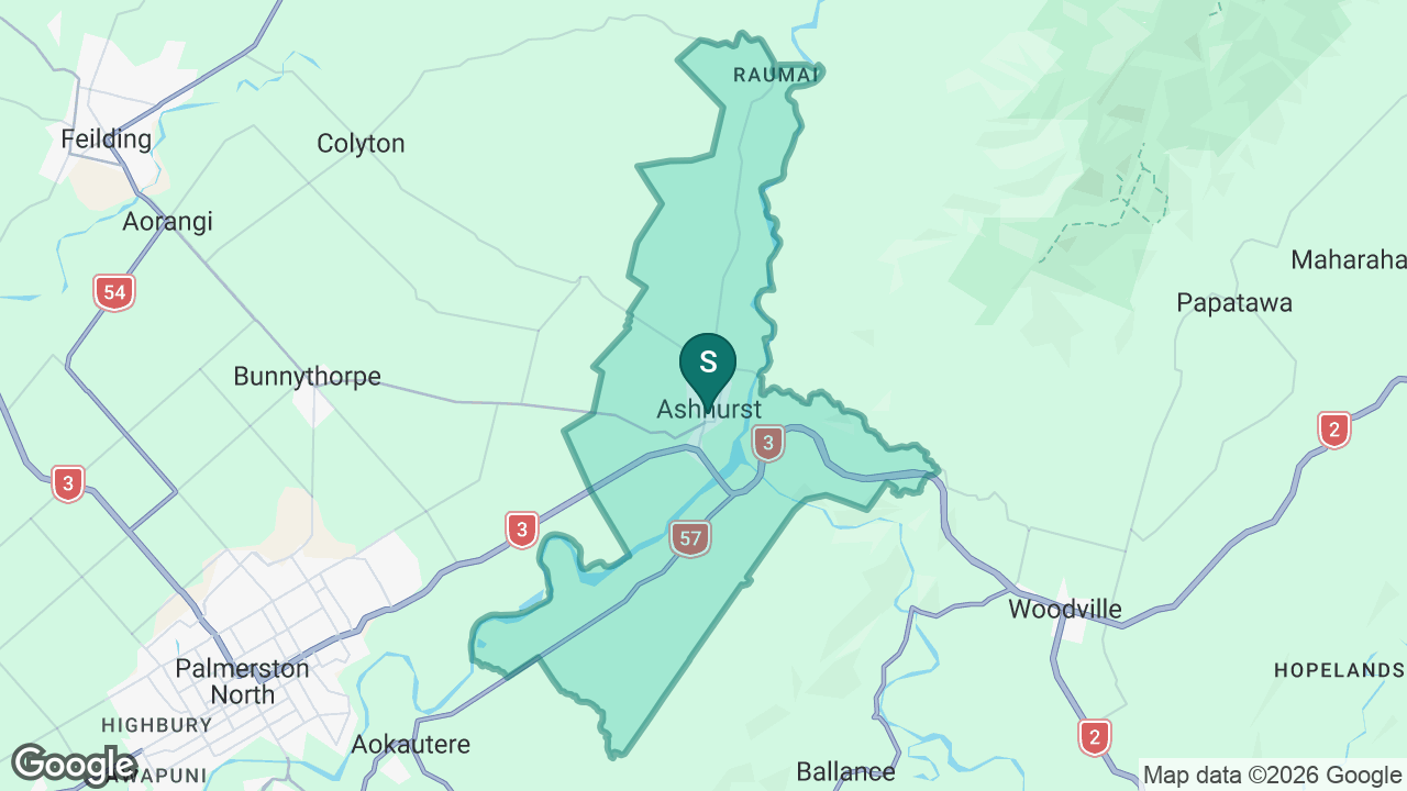 Ashhurst School static school zone map
