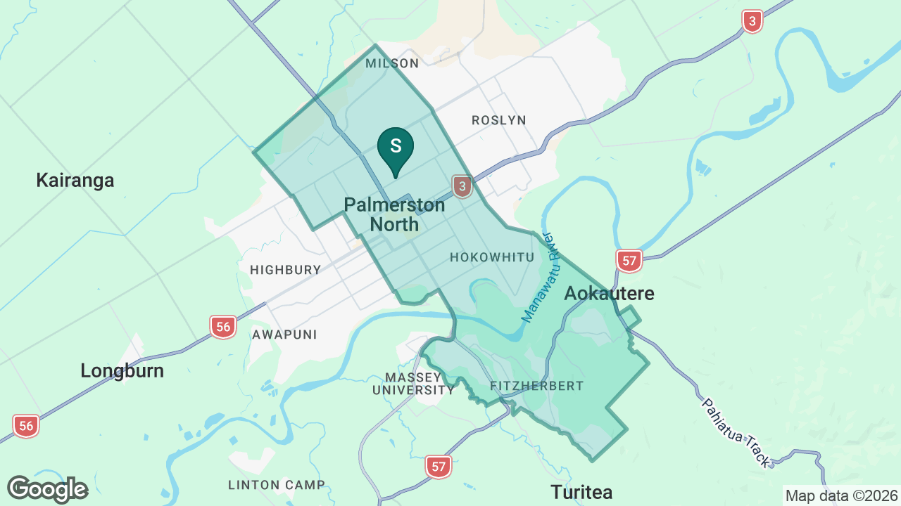 Palmerston North Boys' High School static school zone map