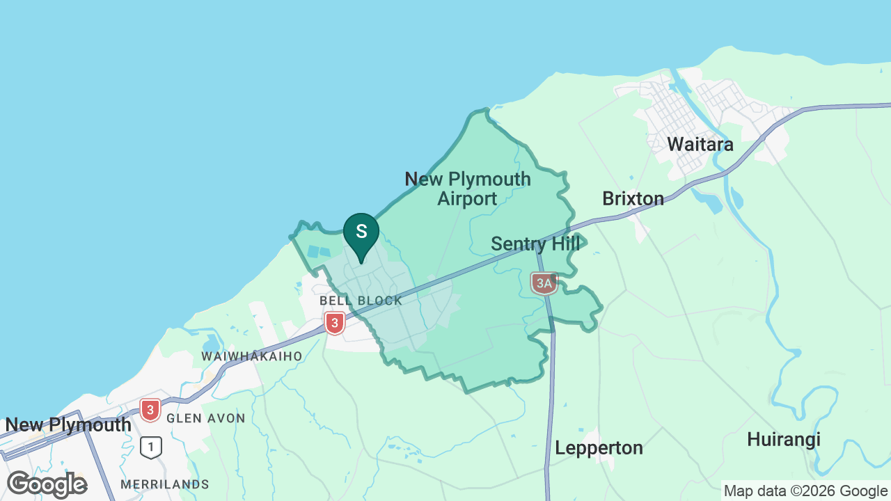 Puketapu School (New Plymouth) static school zone map